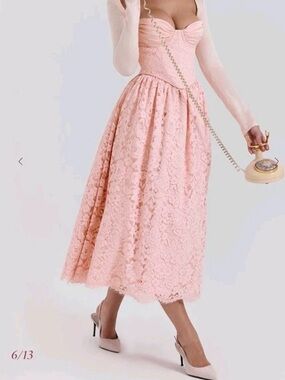 House Of CB Duchess Ballerina Pink Lace Skirt With Pockets/Side Zipper